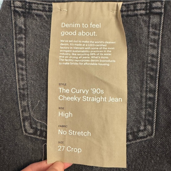 Everlane The Curvy 90’s Cheeky Straight Leg Jeans in Faded Black - Size 27 Crop - Picture 6 of 11